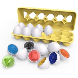 12Pcs Matching Eggs Color Vehicle Shape Recognition Early Learning Educational Fine Motor Skill Toy for Kids