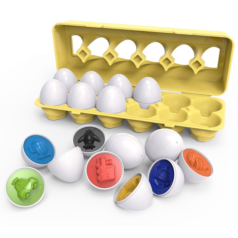 12Pcs Matching Eggs Color Vehicle Shape Recognition Early Learning Educational