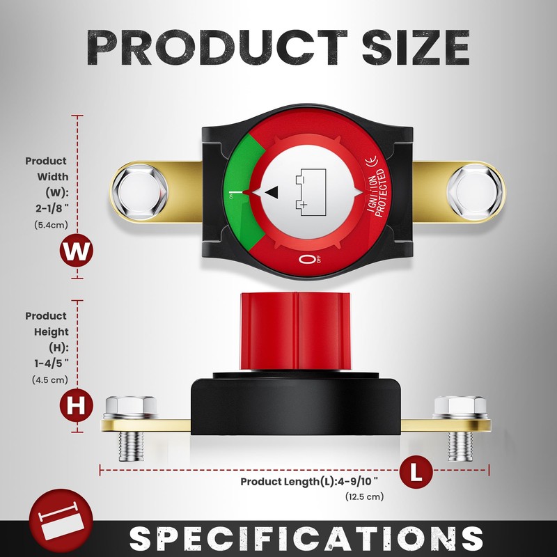 Battery Disconnect Switch 12V–24V, Heavy Duty Side Post Master Power