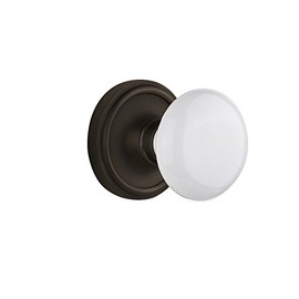 Nostalgic Warehouse Classic Rosette with White Porcelain Door Knob, Double Dummy, Oil Rubbed Bronze