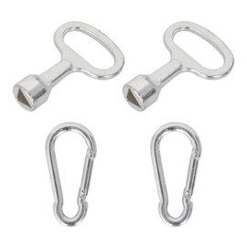 Shengxi Pack of 2 Metal Triangular Spanner 10 mm Silver Triangle Socket Spanner Universal 3-Point Key with Carabiner Hook for Electric Box Gas Water Electricity Meter Box Cabinet