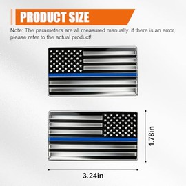 Craedli 2PCS Embossed 3D Metal American Flag Emblem Sticker, Patriotic USA Flag Decal Car Badge Show Support of Police and Law Enforcement Officers, C