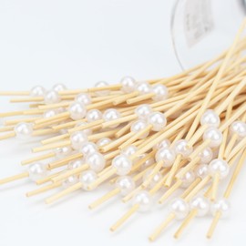 200 Pack Cocktail Picks 4.7 Inch, Bamboo Toothpicks for Appetizers, Fruit, Charcuterie, Drinks, Fancy Wooden Mini Food Skewers Party Favor, White Ball Decorative