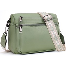 MUIIKOLA Shoulder bag ladies, shoulder bag women's medium size bag women's shoulder bag, shoulder bag women's leather, soft wide strap, B-green, Fashionable