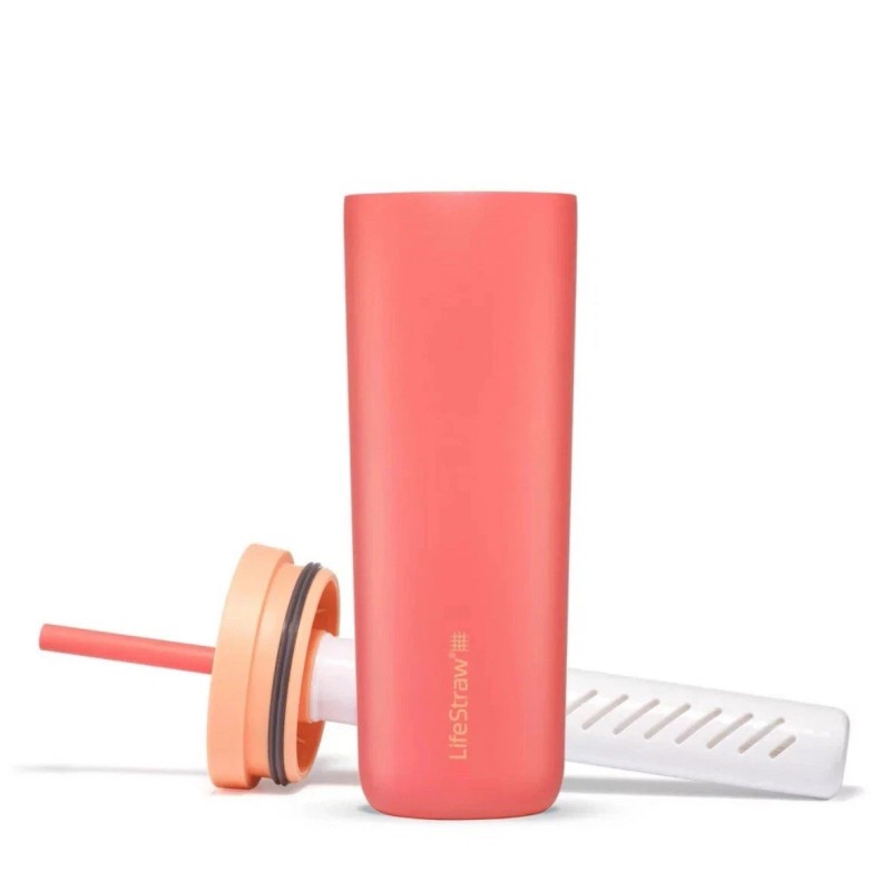 LifeStraw Go Series Water Filter Insulated Tumbler Water Bottle Apricot