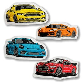 Colorful Racing Car Iron On Patch for Jackets Military Backpack Pants Hat Bags Uniform Caps Vests Clothing T-Shirt,Pack of 4 Emblem Embroidered Sew On Patches,DIY Applique Accessories