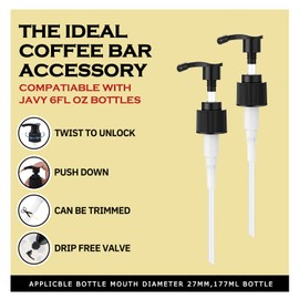 Oxyooh Syrup Pump for Javy Coffee Concentrate 6fl oz, 2 Pack Syrup Pump Dispenser Compatiable with Javy Protein Coffee Concentrate for 177ml Bottle, Replaces Measuring Spoon