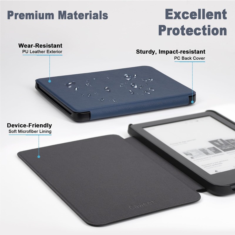 Caweet Case for Kobo Clara Colour/BW/2E eReader, Premium PU Leather