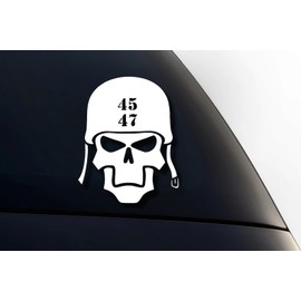 45-47 Skull Soldier Kevlar Decal Sticker – Tactical Military Design, 6 Year Durability, Waterproof (Matte White)