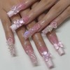 Pink French Tip Press on Nails Long Square Artificial False
