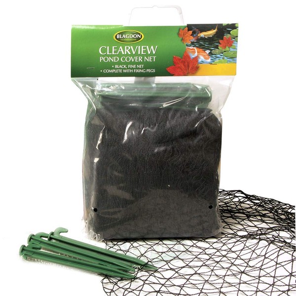 Blagdon 1022385 Clearview Pond Cover Net, Strong Double Weave, Black, Fine, With Pegs, 4 m x 3 m (13' 6" x 10'), Protects Pond