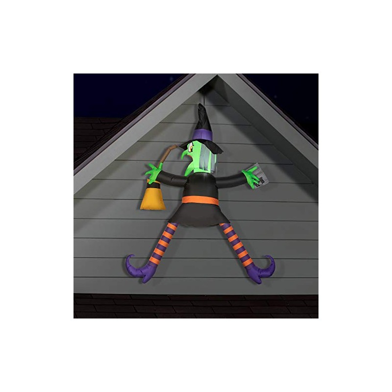 Gemmy Airblown Crashing Witch w/Spell Book, 5 ft Tall, Black