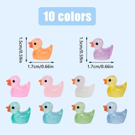quiodok Pack of 120 Mini Ducks Bright 10 Colours Mini Ducks Resin Mini Luminous Ducks Colourful Small Ducks for Pot Decorations DIY, Garden, Dollhouse