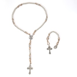 Nazareth Store Paracord Rosaries Set Alloy Beads Rugged Rosary Necklace and One Decade Rosary Strong and Heavy Corded with St.Michael, Zinc, No Gemstone