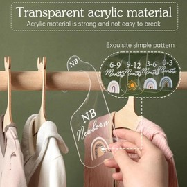 Taicols Juego de 7 divisores de ropa de bebé de acrílico, 0 a 24 meses separadores de ropa para clóset, organizadores de clóset de bebé, decoración para colgar en el hogar, guardería, organizadores