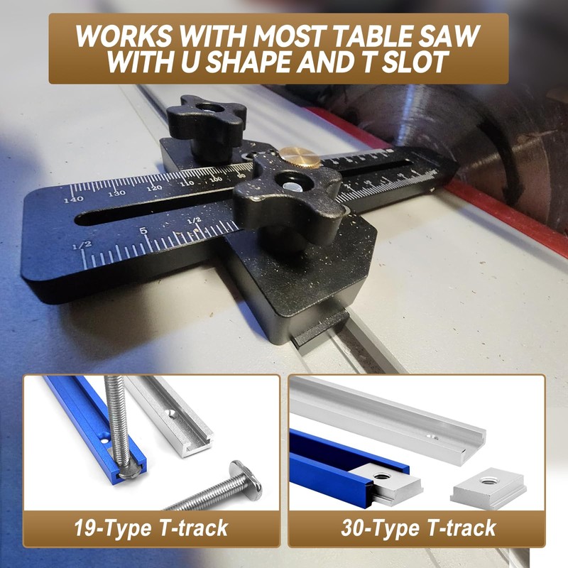 Thin Rip Table Saw Jig Guide with T-Bolts, Fast Thin