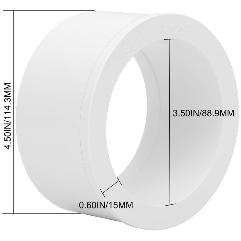 Lswteiz 4"x 3" PVC DWV Reducing Bush Adapter Pipe Fitting