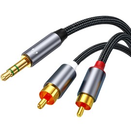 TIEDXIOY RCA to 3.5mm Aux Cable Braided, 4FT RCA to Aux Headphone Cable for Speaker, Subwoofer, Stereo Audio Cord
