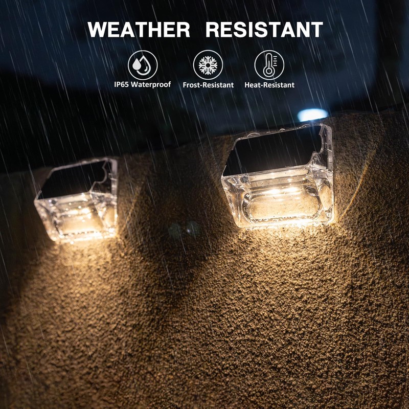 Qualdout Solar Outdoor Lights, 8 Pack Solar Fence Deck Lights,