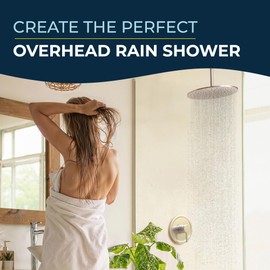 HammerHead Showers Solid Metal 6 Inch Ceiling Mount Shower Arm and Flange with Set Screw, Straight Shower Arm for Rain Shower Head, Ceiling-Mounted Rain Shower Arm, Brushed Nickel