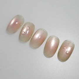 Guava handmade nail tip cheek magnet nail - almond short / 구아바 수제네일팁 치크 자석네일 - 아몬드숏