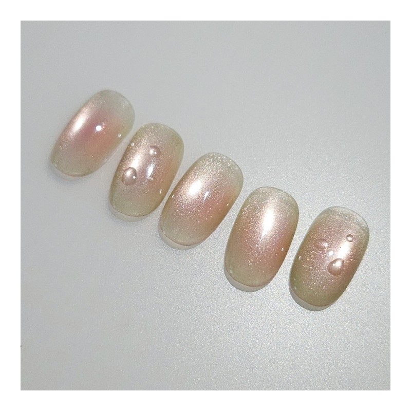 Guava handmade nail tip cheek magnet nail - almond short