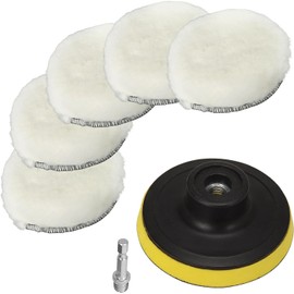 NuoDunco 75mm Wool Polishing Pad 7 Pieces Polishing Pad Polishing Pad Car Polishing Waxing Pad with M10 Drill Adapter