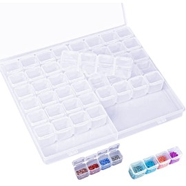 jinlaili Plastic Storage Box, 56 Compartments Tool Box, Storage Boxes, Embroidery Sorting Box, Clear Assortment Box, Jewellery Organiser for Nails, Rhinestones, Beads, DIY Crafts