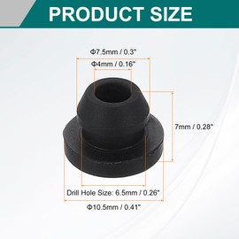 uxcell 24Pcs Rubber Grommets, Mount Dia 6.5mm ID 4mm Snap Firewall Hole Plug, Anti-Scratch Hole Cover Plug for Electrical Box Cable Wiring, Black