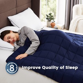 CUTEKING Weighted Blanket for Adults(20lbs, 60"x80", Queen, Navy Blue)Heavy Blanket for 180-190lbs, Weighted Blanket for Cooling & Heating with Premium Glass Beads, Thick Blanket for Adult All-Season