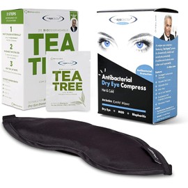 The Eye Doctor Essential Treatment Bundle - Reusable Hot Cold Eye Compress & 20x Single Use Tea Tree Eyelid Wipes for Dry Eye, Blepharitis & MGD - Microwave Safe Mask