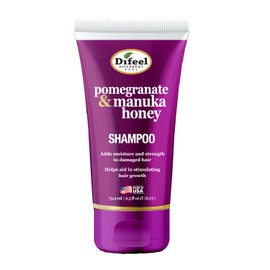 Difeel Pomegranate & Manuka Honey Sulfate-Free Shampoo TRAVEL SIZE 2.5 oz - Strengthens & Moisturizes Damaged Hair, Boosts Curl Defintion and Shine