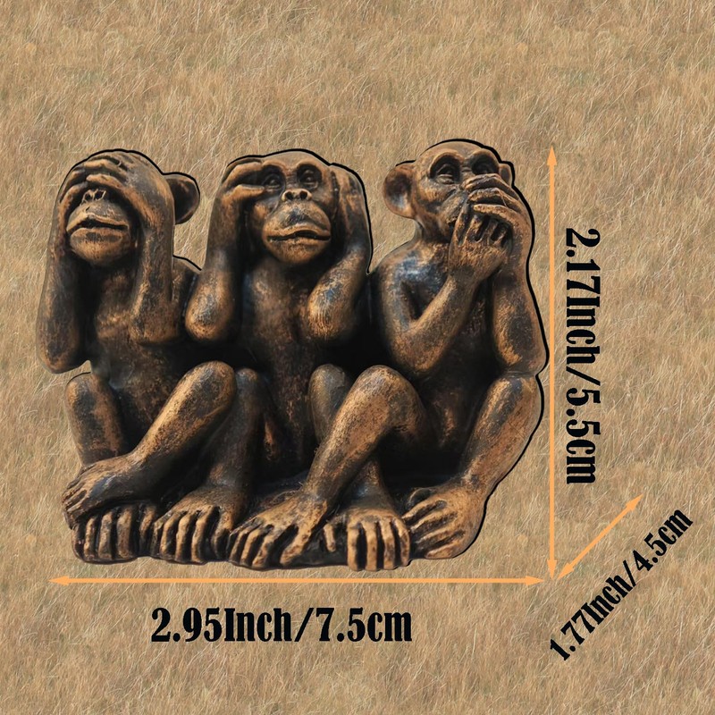 ENNAS Three Wise Monkeys Statue, See No Evil Hear No