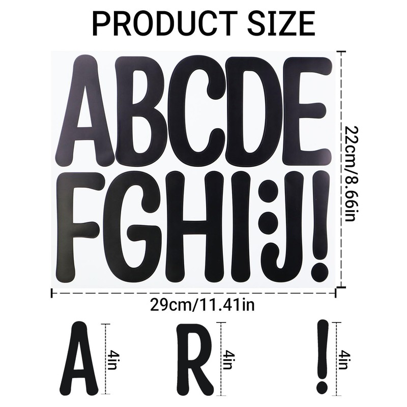 4 Sheets Large Letter Stickers, 4 Inch Waterproof Number Sticker