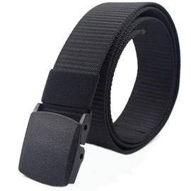 CoreLife Nylon Tactical Belt for Men, Adjustable Casual Outdoor Heavy Duty Military Web Belt with Durable Plastic Buckle - Black