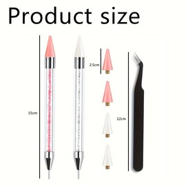 WADY Rhinestone Picker Tool with 4 Extra Wax Tips & 1 Tweezer,Precision Nail Art Rhinestone Applicator for DIY Gemstone Placement, Perfect for Nail Artists & Crafters