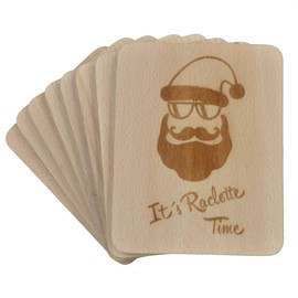 Raclette Coasters with Laser Engraving "Its Raclette Time" Made of Beech Wood, 100 x 80 x 7 mm, Pack of 8