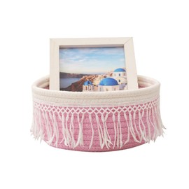 Storage Basket Cotton Rope Storage Basket Braided Cotton Rope Woven Toy Basket Cotton Rope Basket for Magazines Living Room Bedroom 21 x 19 x 10 cm