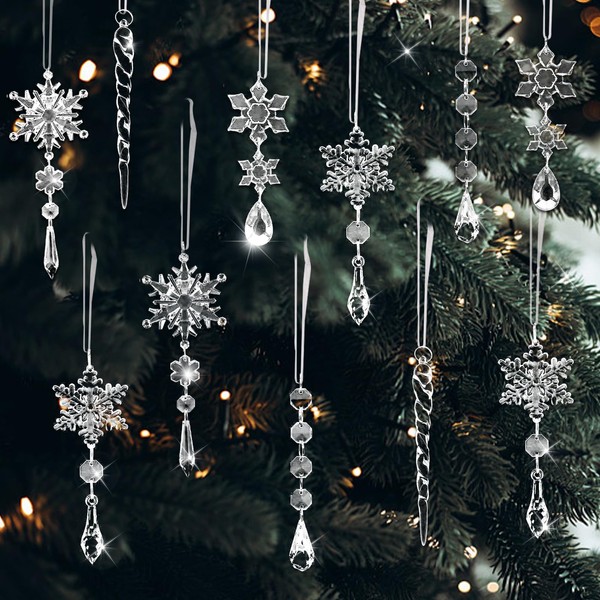 Pack of 20 Christmas Decoration Crystal Christmas Tree Decoration Pendants,
