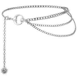 Wedtrend Western Silver Belt Concho Distressed Leather for Rodeo Outfits Cowboy Chain Accessory WTBT003SliverL