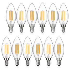 MAXvolador Dimmable E12 LED Candelabra Bulbs 60W Equivalent, Warm White 2700K, 600LM Chandelier Light Bulb, B11 LED Candle Light Bulbs, 12 Pack