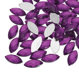 MECCANIXITY 50Pcs Acrylic Horse Eye Gems 7x15mm Flat Back Artificial Rhinestones for DIY Crafts Bead Wedding Party Face Painting Jewelry Making Lilac