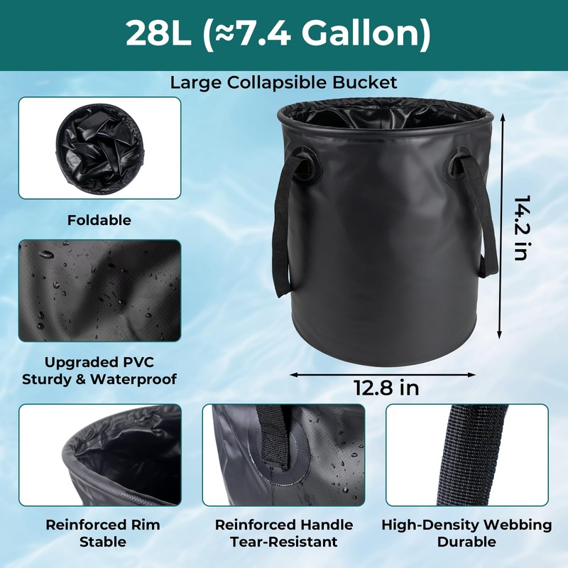 Portable Camping Shower Kit: 7ft Tent, 6000mAh Pump, 1500W Heater