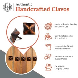 Borderland Rustic Hardware 100 Pack Square Pyramid Door Clavos Decorative Nails 1" Rustic Hammered Iron - Oil Rubbed Bronze