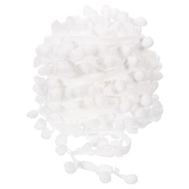 QUARKZMAN 10 Yards Pom Pom Ball Fringe Trim, Ribbon Sewing Accessory DIY Crafts for Home Curtain Clothes Pillow Decoration (12 mm, White)