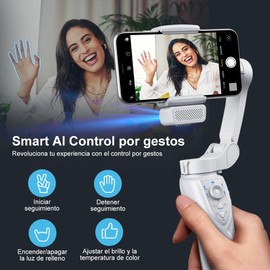 JESWO AI Estabilizador Celular 3 Ejes, Gimbal Celular Profesional con Seguimiento de Cara/Objeto y Control Gestos, Plegable Portátil, para Grabación de Vídeo y Fotografía, para Android y iOS