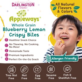 Blueberry Lemon Healthy Cookies, 20 Count (1.0 Oz Each), Crispy Crunchy Breakfast Biscuits with Blueberry Lemon Flavor, 8g Whole Grains, No Preservatives, Nut-Free Snacks by Appleways