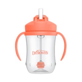 Dr. Brown's Dr. Brown's Milestones, Baby's First Straw Cup Sippy Cup with Straw, 6m+, 9oz/270ml, Coral, BPA Free