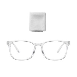 CWPFVQA 1 x Clear Flat Glasses, 1 x Glasses Cloth, Clear Anti-Blue Light Glasses, Square Glasses, Unisex Glasses, Transparent colour