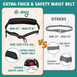 Godyoy Hands Free Dog Leash, Extra-Thick Soft Waist Belt Double Dog Leash for Two Dogs with Safety Lock, Retractable Leashes with Double Padded Handles for Walking Running Accessories